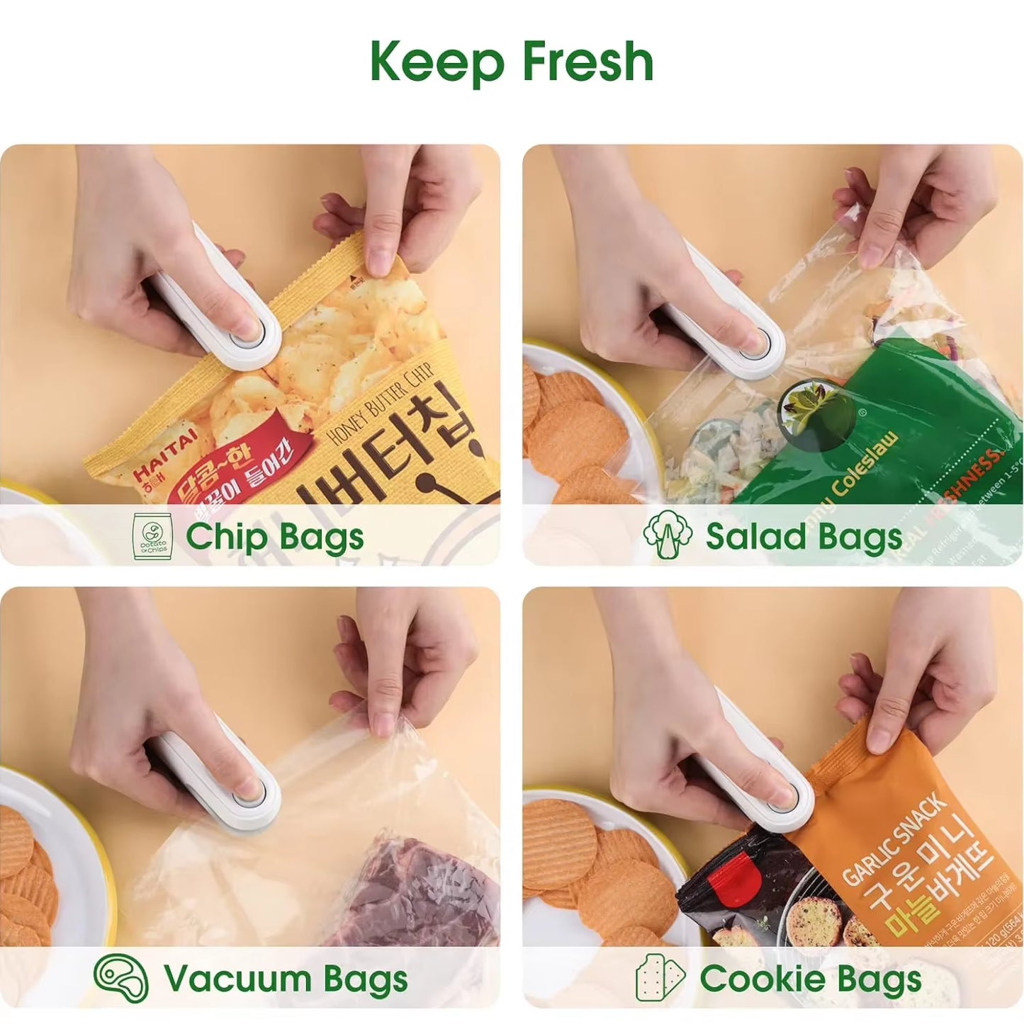Mini Sealer Portable Mini Sealer 2 in 1 Heat Sealer for Snacks Home Use Rechargeable Sealer Vacuum Sealer Snacks Plastic Bag