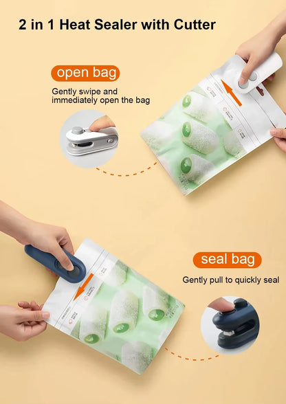 Mini Sealer Portable Mini Sealer 2 in 1 Heat Sealer for Snacks Home Use Rechargeable Sealer Vacuum Sealer Snacks Plastic Bag